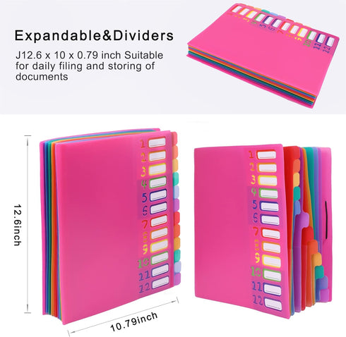 Edufun 24 Pockets Expanding File Organizer, Accordion Folder in Rose Pink