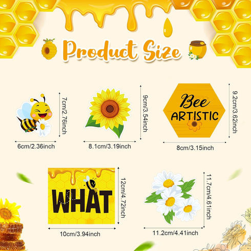 Harloon 54 Pcs Bee Bulletin Board Decorations, Bee Cutouts with Sunflowers and Daisy for Classroom Wall Decor