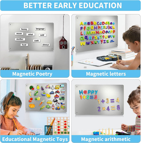 Magnetic Board, 17.1" x 11.8" Magnet Display for Wall, Refrigerator, Cabinet, with Dual Lock Tape for Hanging