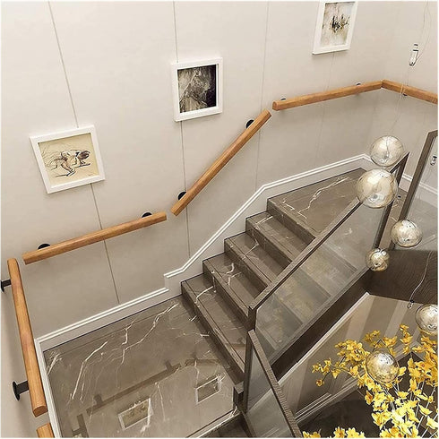 ALDEPO 1Ft-20Ft Non-Slip,15Ft/450Cm Grab Bars Handrails Wooden, Professional Corridor Non-Slip Stair Railings Support