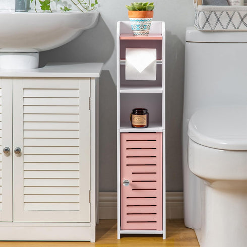 Compact Toilet Paper Storage Cabinet - Rose Dawn & White