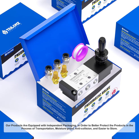 TAILONZ PNEUMATIC 1/4"NPT 5 Way 3 Position Air Hand Lever Operated Valve, Manual Control Push-Pull