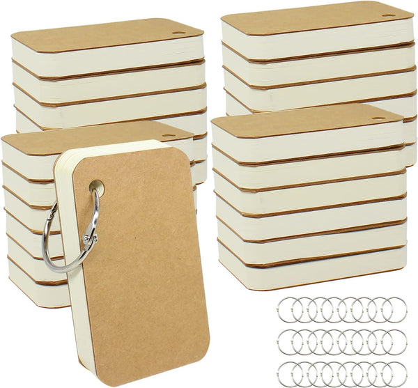 zmybcpack 24 Pack Blank Flash Cards with Binder Rings (60 sheets), 2.2