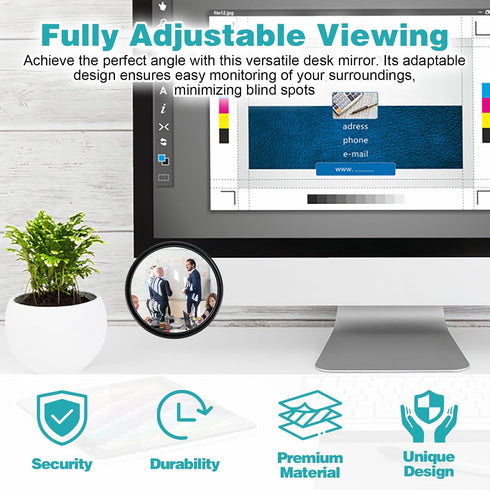 CIATBYYJ 2Pcs 2.24inch Office Cubicle Mirrors, Adjustable Monitor Mirror to See Behind You for Work Accessories, Small