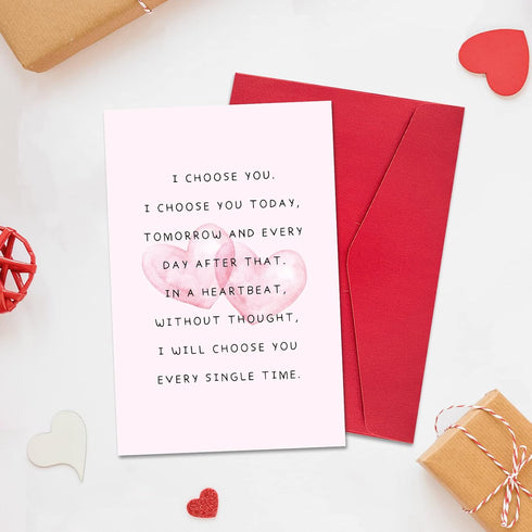 Ogeby Cute Valentines Day Card Gifts for Boyfriend Girlfriend, Sweet Anniversary Cards Gifts for Husband Wife, I Choose
