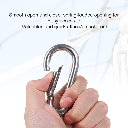 CNBTR 2 PCS 304 Stainless Steel Spring Snap Hook M8, 3.18 Inch Heavy Duty for Keys, Camping, Fishing, Hiking