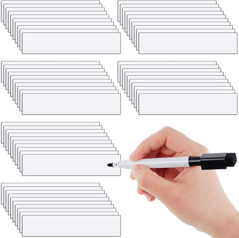 Deekin 60 Pack Magnetic Name Lineup Board Tabs, 2.36 x 0.51 Inches, White Magnetic Dry Erase Labels for Home Office