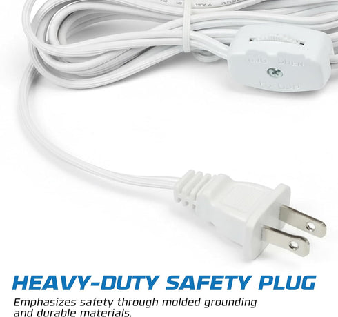 OHLECTRIC Set 8 18/2 SPT-1 White Lamp Power Cord with Rotary Switch, Ft AWG Replacement Wire, Stripped & Tinned Ends