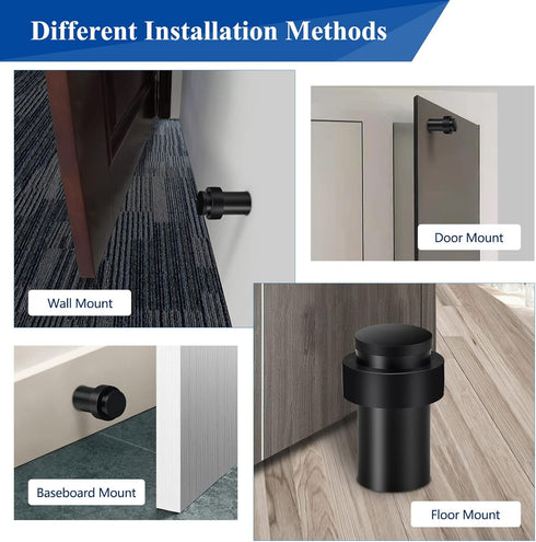 Door Stoppers, 2.5 Inch Cylindrical Rubber Bumper Wall Protector, Heavy Duty Stainless Steel, 2 Pack