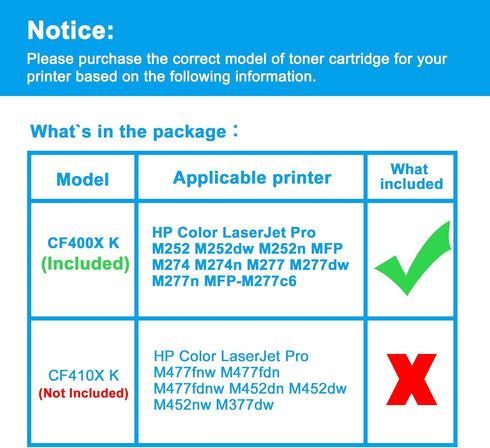 LCL Compatible Toner Cartridge Replacement for HP 201X CF400X Color Laserjet Pro MFP Series (Black, 2-Pack)