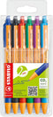 STABILO Ballpoint Pen Pack of 6 - Red, Blue, Black, Green, Turquoise, Lilac, Medium Point, Retractable