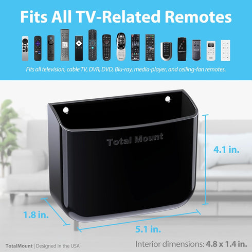 TotalMount 2 3 1) Hole-Free Remote Holder Eliminates Need to Drill Holes in Your Wall (for or Remote Controls Black