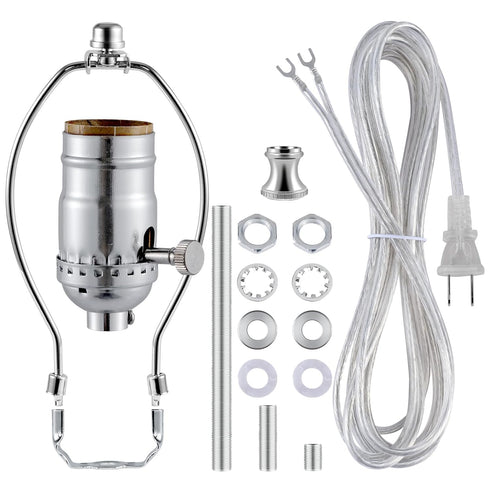 Lamp Making Kit, Make a Lamp or Repair Kit, 3-Way Lamp Socket with Matching Cord, Lamp Harp Set for Table Floor Lamp,