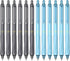 ParKoo Gel Pens Set, 12 Pcs, 0.5mm Fine Point, 6 Black/6 Blue Ink, Quick Dry, Click Silent Pens for Notetaking