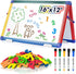 SWANCROWN Portable Magnetic Dry Erase White Board for Kids, 16x12 Inch Double Sided Tabletop Easel with 82Pcs Magnets