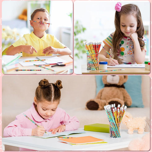Kosiz Happy Birthday Pencils, Colorful Printed Birthday Pencils with Top Erasers, Perfect for Teachers and Kids Gifts