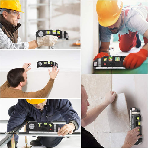 Laser Level Tool, Multipurpose Laser Level Kit with Standard Cross Line Laser and Metric Rulers by QPEUIM