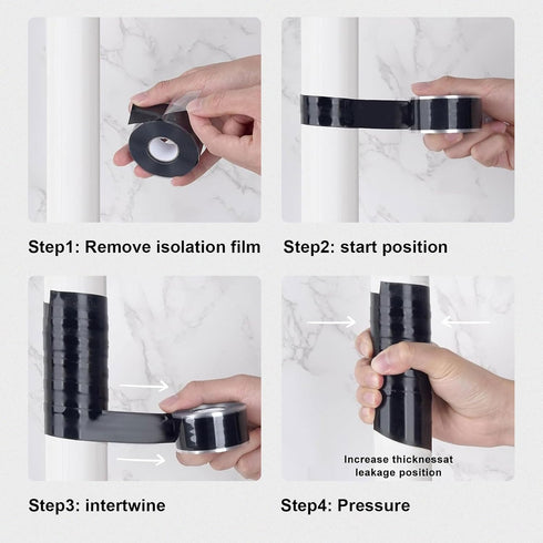 Seal Self Fusing Silicone Tape, 2 Rolls 1inx10' Black Weatherproof Hose Repair Tape, Heavy Duty Leak Proof Rubber