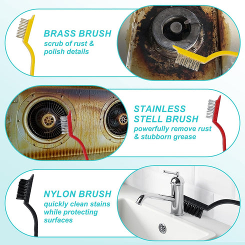 15-Piece Set (6 Crevice Cleaning Brush Narrow Gap, Grout Line & Window Track Brushes for Bathroom, Kitchen, Car Vents