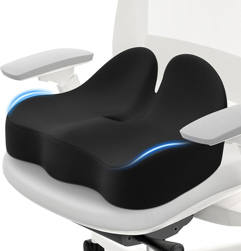 Cushzone Seat Cushion, Memory Foam Office Chair Cushions, Ergonomic Curved Design for