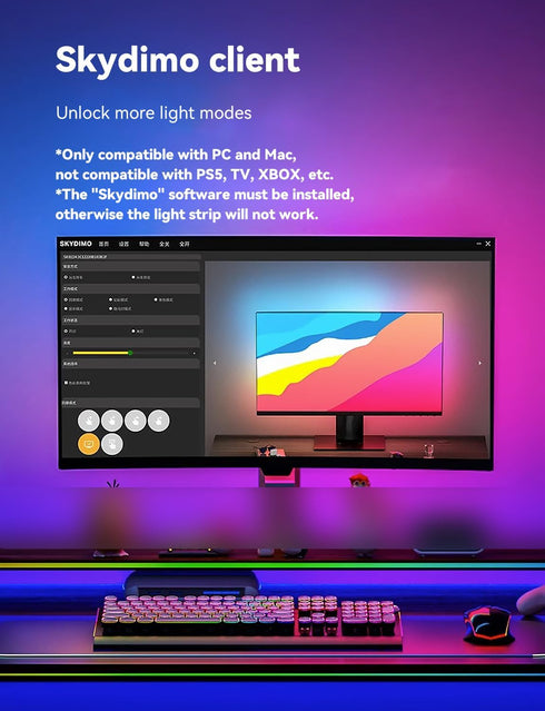 Fiotura G100 (4-Side 34inch) Monitor LED Backlights for PC & Mac, LED Strip Light Sync with Screen Color/Music
