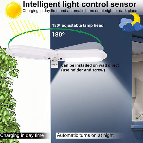 MOLEBIT 18 200 2-Pack) Solar Gutter Lights Outdoor Security Light, Waterproof Wall Sconces Lights Super Bright LED