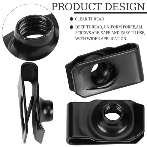 25 Pcs Extruded U Type Nuts, Bumper Fender U Style Clip Fasteners for Automotive Metal Fender Grill