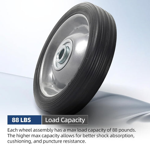 (2-Pack) AR-PRO 5” x 1.5” Flat Free Solid Rubber Wheel Assemblies, Heavy-Duty Replacement Hand Truck Wheels