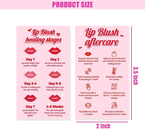 Generic 100 Pack 2x3.5 Inch Lip Blush Aftercare Cards Business Card Size, Lip Blush Healing Stages & Aftercare