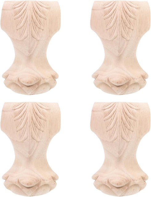 Solid Wood Carving Furniture Legs 12x6cm, 4pcs Sofa and Table Replacement Legs,
