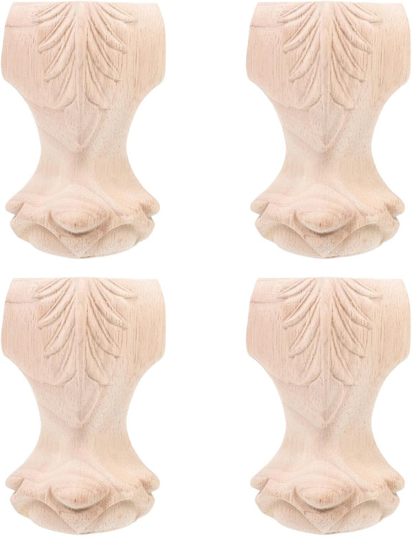 Solid Wood Carving Furniture Legs 12x6cm, 4pcs Sofa and Table Replacement Legs,