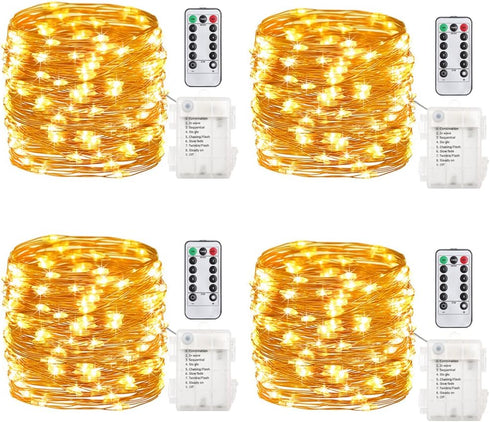GDEALER 4 Pack 16.4 Feet 50 Led Fairy Lights Battery Operated with