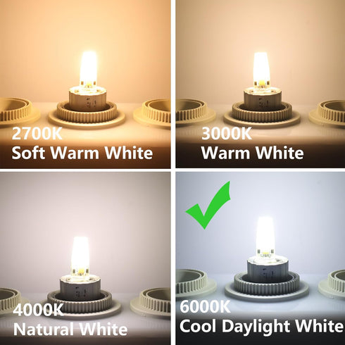 6 Pack G4 Bulb 12V 2.5W 30W T3 6000K G4 Bulbs 300 360Beam LED AC/DC Equivalent Bi-Pin Base Cool Daylight White Light