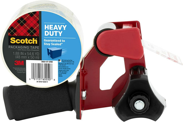 Scotch Packaging Tape Dispenser, Holds Tape up to 2" Wide, No Tape Included (ST-181), Red