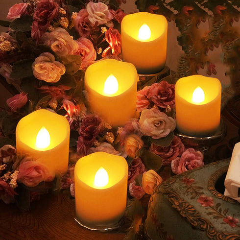 Battery Operated Flickering Flameless LED Votive Candles by Novelty Place (Pack of 24)