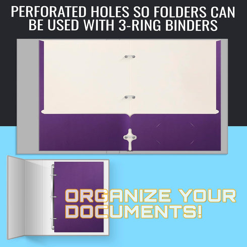 Better Office Products Two Pocket Portfolio Folders, 50-Pack, Purple, Letter Size Paper Folders