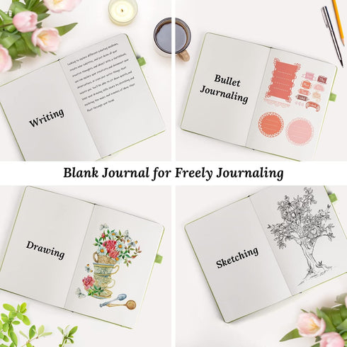 Blank Journal Notebook, 7 Pack Leather Unlined Notebooks, 120 GSM Thick Paper, A5, Multi Colors for School and Work