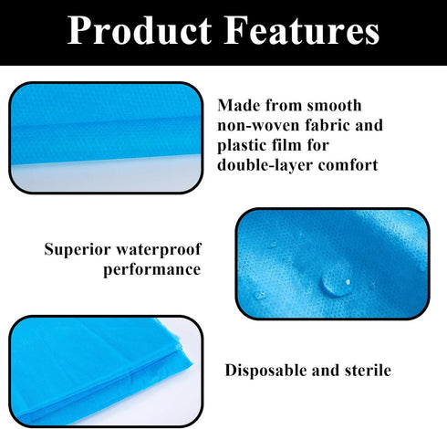 NCHEMDL 100 Count,18'' 26" 2-Ply Disposable Drape Sheets x White Drapes Non-Woven & Plastic Film - Drapes