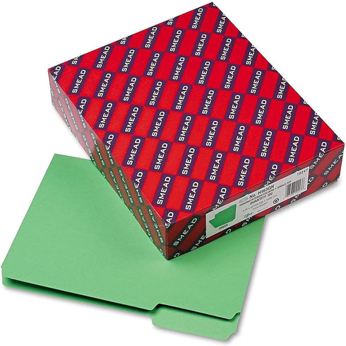 Smead Interior File Folder - 1/3-Cut Tab, Letter Size, Green, 100 per Box