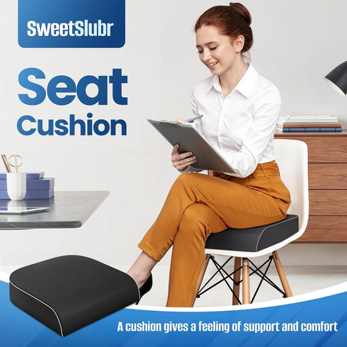 SweetSlubr Tailbone Seat Cushion for Pain Relief, Office Chair Cushion, Memory Foam Large Chair Cushion with Non-Slip