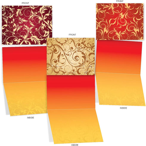 The Best Card Company 10 Colorful Blank Note Cards with Envelopes (4 x 5.12 Inch) - Assorted Boxed Set - Royal Fleurish