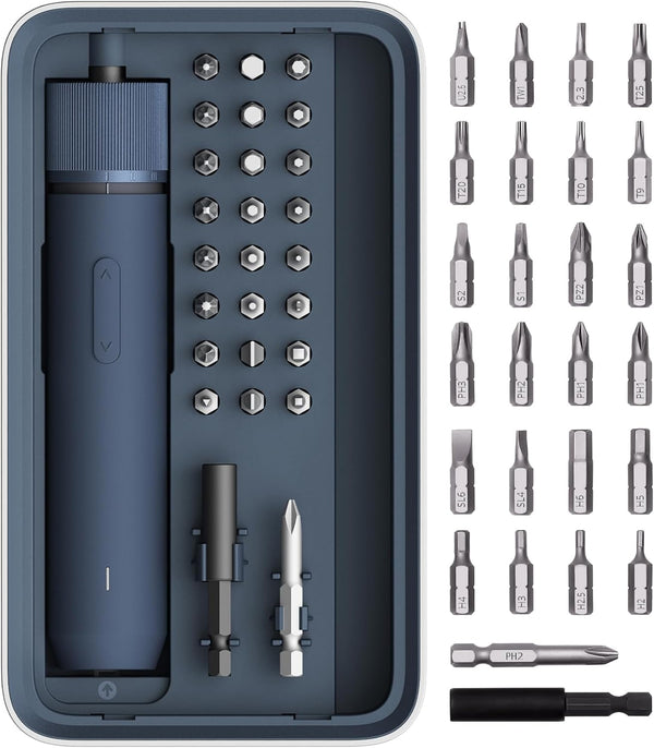 HOTO 25-Piece Upgraded Electric Screwdriver Kit, 1/4'' Hex, Magnetic Lid, 1500mAh Rechargeable