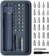 HOTO 25-Piece Upgraded Electric Screwdriver Kit, 1/4'' Hex, Magnetic Lid, 1500mAh Rechargeable