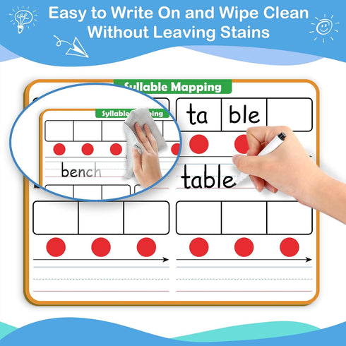 Phonemic Awareness Dry Erase Board, 9" x 12", Small Whiteboard for Speech Therapy, Phonics Games, Classroom