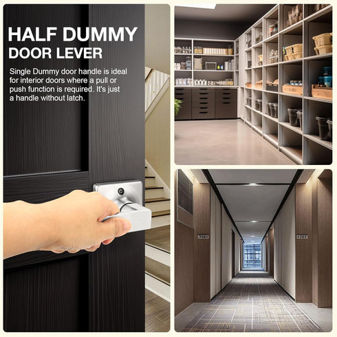 GOBEKOR Brushed Nickel Lever Door Handle - Dummy Door Levers for Square Closet, Non-Turning Door Handle