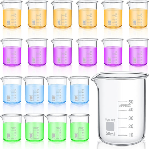 20 Pcs 50 ml Beaker, Low Form Griffin High Borosilicate Glass Measuring Beakers for Laboratories, Home Use