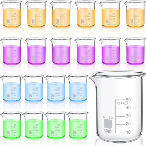 20 Pcs 50 ml Beaker, Low Form Griffin High Borosilicate Glass Measuring Beakers for Laboratories, Home Use