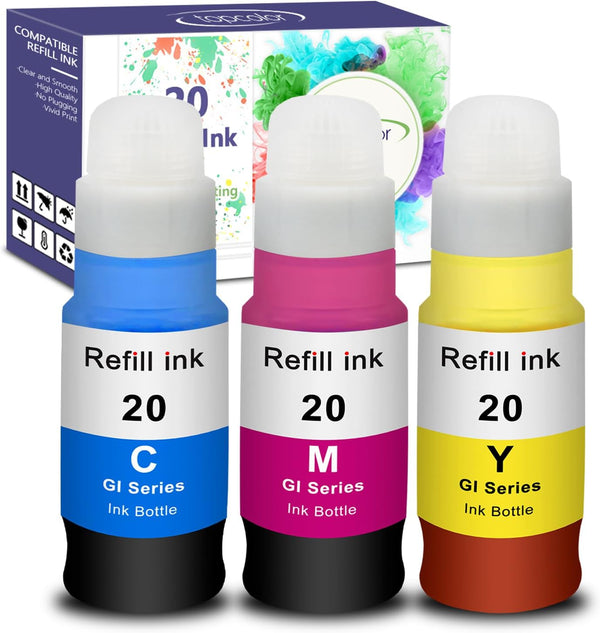 GI-20 G7020 G6020 Color Ink Refill Bottles Set for Canon GI 20 GI20 GI-20 Compatible with Canon G7020 G6020 G5020