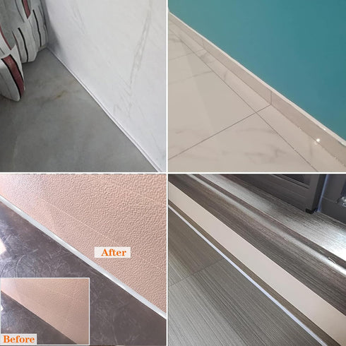 Self Adhesive Caulk Strip, PU Caulk Tape for Bathroom, Kitchen, Toilet (White, W:7.5MM)