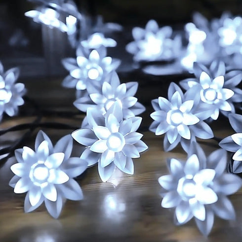Solar Flower String Lights Outdoor Waterproof, 50 LED Upgraded Fairy Light for Garden, Patio, Lawn Party
